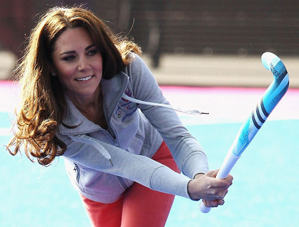 Britain's hockey players enjoyed the company of a very special guest on Thursday as Her Royal Highness The Duchess of Cambridge, joined the men's and women's squads at the London 2012 Olympic Park. Kate cheers for hockey team ahead of Olympics