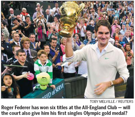 Roger Federer has set his sights on crowning his remarkable record at Wimbledon by winning Olympic gold on his favorite grass courts. A last piece of Wimbledon business