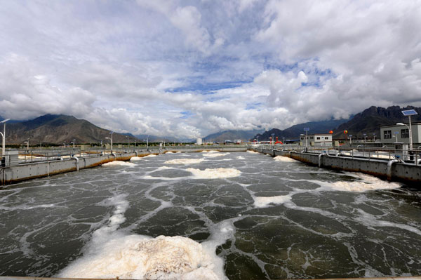 The first wastewater treatment plant in Lhasa, capital of Southwest China's Tibet autonomous region, July 14, 2011. Lhasa completes 1st wastewater treatment plant