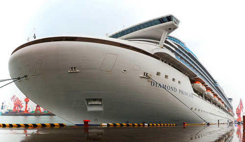 Diamond Princess sails in Qingdao Port