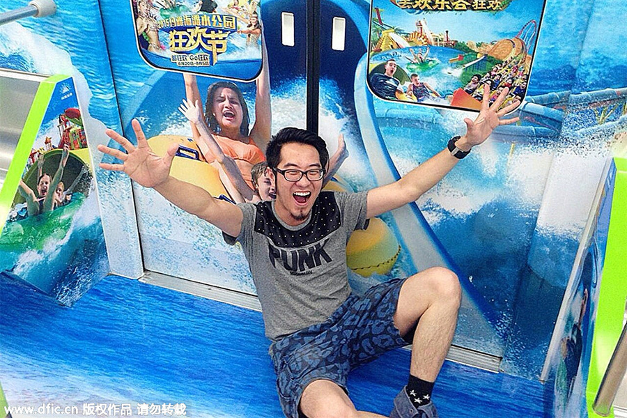 Colorful subway trains in China