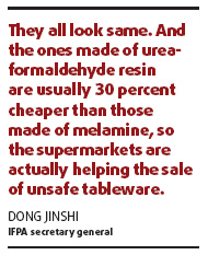 Tainted melamine tableware back in Beijing supermarkets