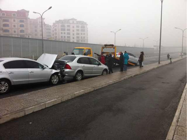 Slippery streets result in accidents