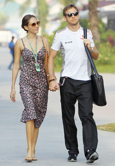 Jenson Button with girlfriend Jessica Michibata