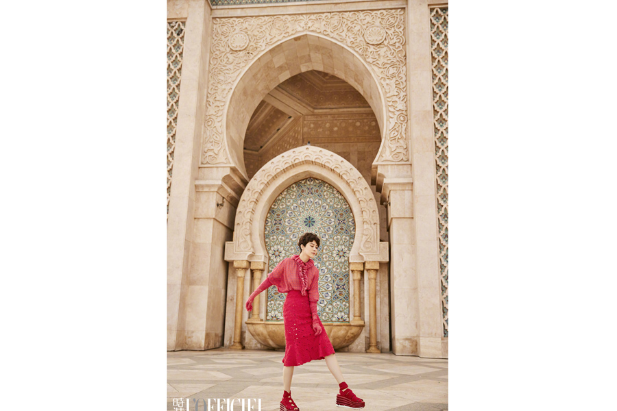 Actress Hai Qing poses for fashion magazine