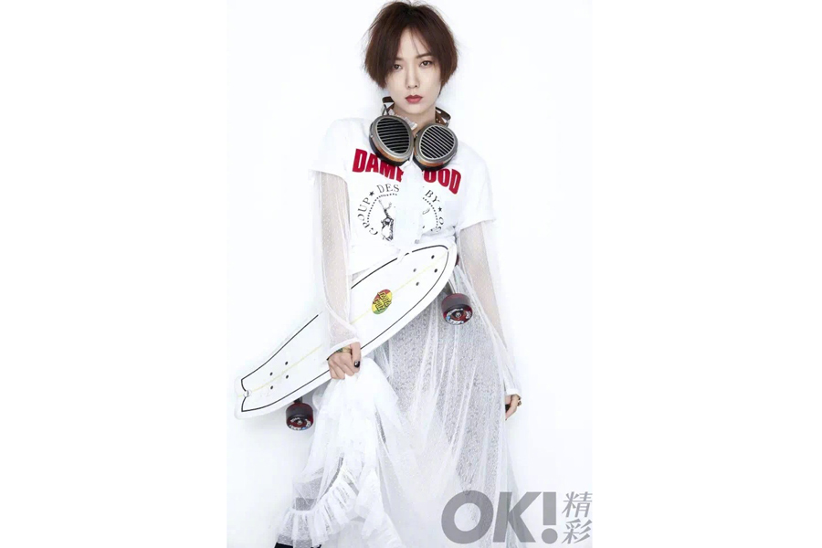 Chinese actress Wang Luodan poses for fashion magazine