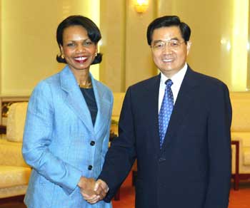 Chinese president meets Rice