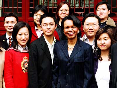 Leaders meet with Rice