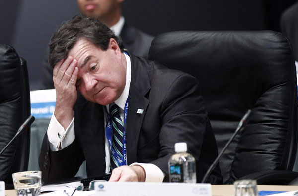 Canadian Finance Minister Jim Flaherty attends the first ministerial meeting of APEC finance ministers at the APEC Summit in Honolulu, Hawaii. Nov 10, 2011. Finance ministers meet at APEC Summit