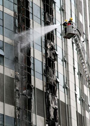 50-storied building on fire in E China's Nanjing City