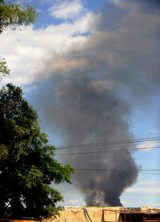 Flea market on fire in N Beijing
