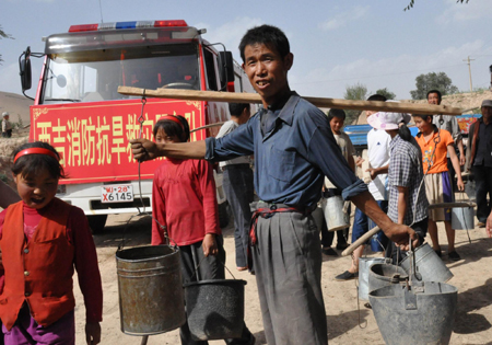 Firemen deliver life-saving water