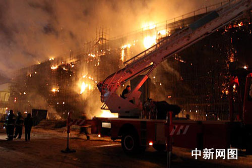 Fire breaks out near rail crash site