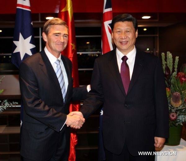 Visiting Chinese VP meets with Australian Premier of Victoria state