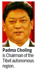 Padma Choling, chairman of the Tibet autonomous region. Tibet's achievements celebrated