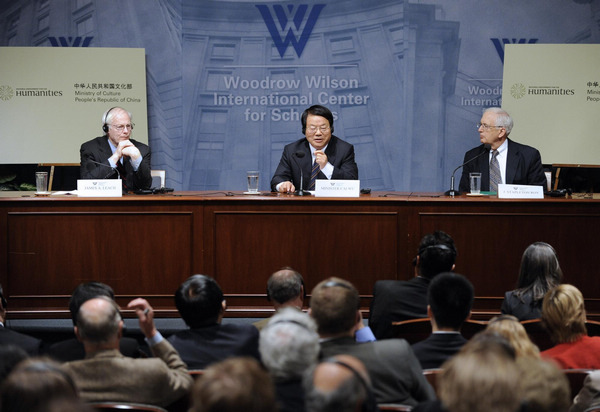 Chinese Minister of Culture Cai Wu delivers a speech entitled the Chinese Culture and China's Peaceful Development, at the Woodrow Wilson International Center for Scholars in Washington DC, capital of the United States, Sept 21, 2011. Culture minister calls for Sino-US exchanges