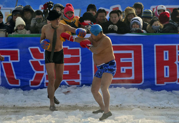 Boxing match on frozen river
