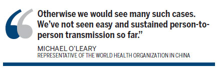 The WHO's China representative said there are 'quite a few' cases in which the many hundreds of people in close contact with H7N9 flu patients fell ill. H7N9 flu transmission studied