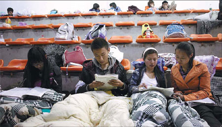Students in final year of senior high school prepare for the upcoming college entrance exam. Life resumes in 'isolated island'