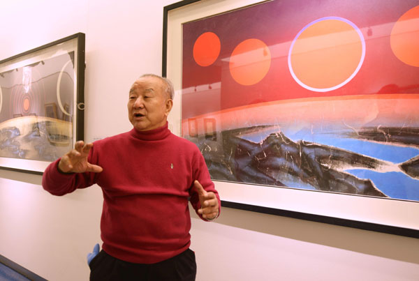 Taiwan artist Liu Kuo-sung, 81, brings a fresh approach to applying ink and color. Above is his work Rondo. Provided to China Daily Art legend made white the new black