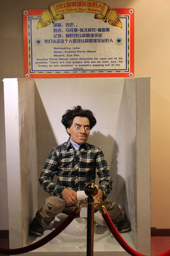 A waxwork of a Cuban man who can pop his eyes out of his sockets. Shocking but true!