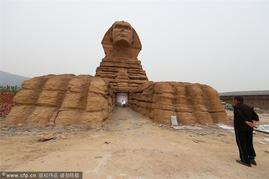 'Egyptian sphinx' built for film shoot in North China