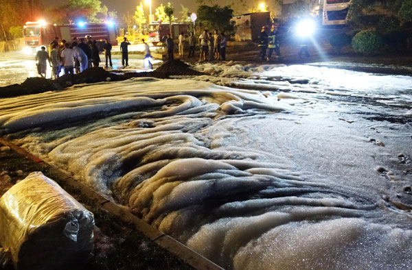 Five held for huge oil leak and blaze