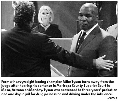Boxer Mike Tyson to serve one day in jail for DUI