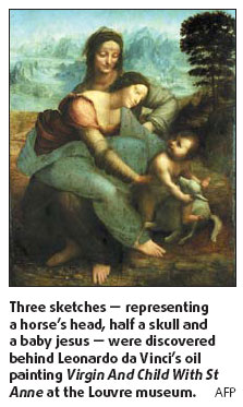 Sketches found behind da Vinci oil painting