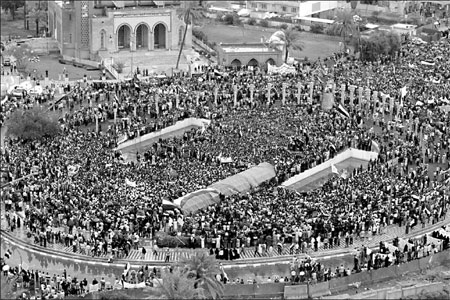 6 years on, protest marks Baghdad fall