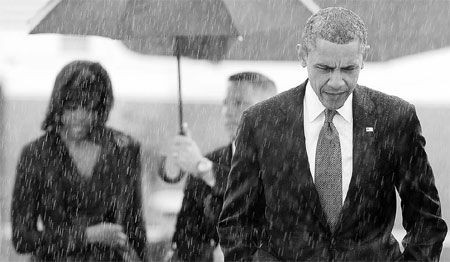 Obama attends Boston service