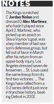 LA Kings' Quick blanks Blues 1-0
