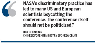 China hits at NASA's conference ban