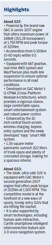 GAC Motor launches GS3, GS7 in bid for SUV leadership position