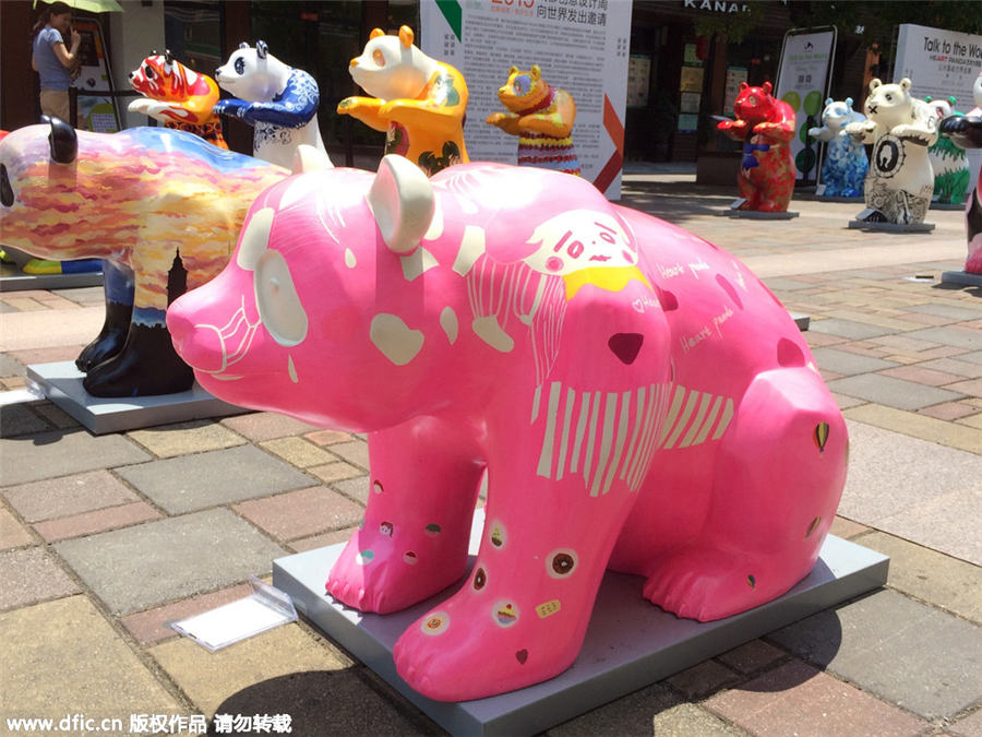 Colorful panda sculptures represent Chengdu