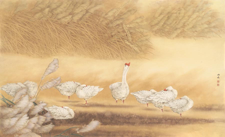 Solo show blooms with colors of plants, birds