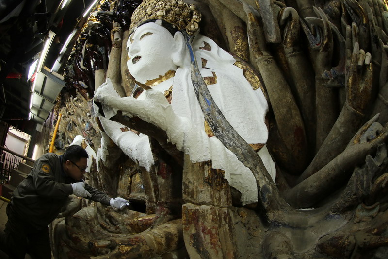Restored Thousand-hand Bodhisattva to reopen next month