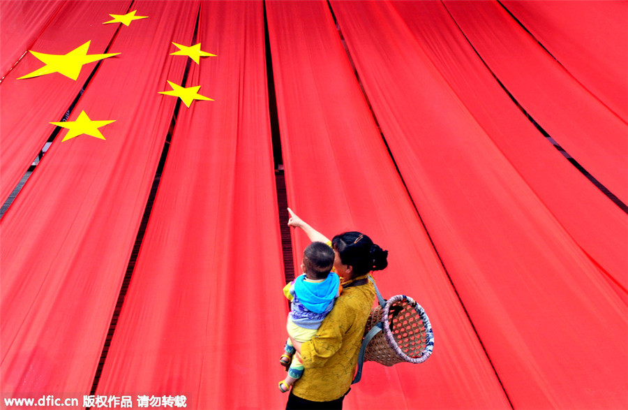 Creative giant flags celebrate National Day