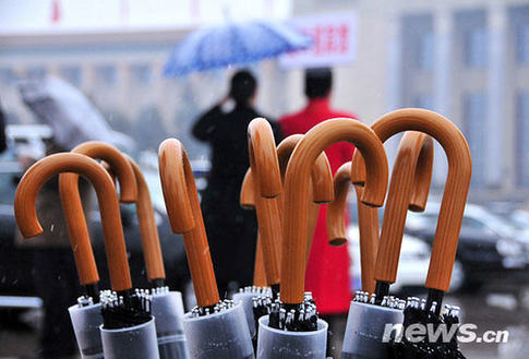 兩會(huì)特寫：雪中情 傘下情
