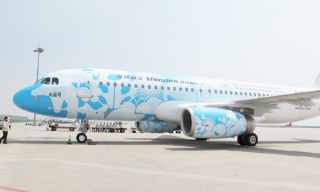 首架全機身噴繪“大運號”客機深圳亮相