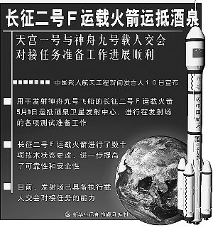 神九運載火箭已經運抵酒泉