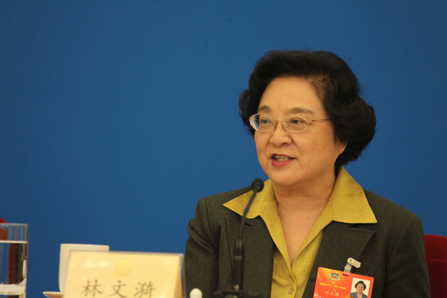 臺(tái)盟中央主席林文漪接受媒體采訪