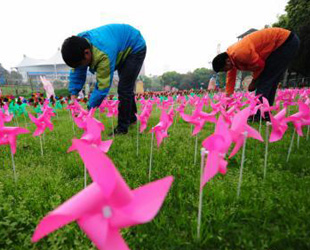 湖南公園清明十萬風車寄思念