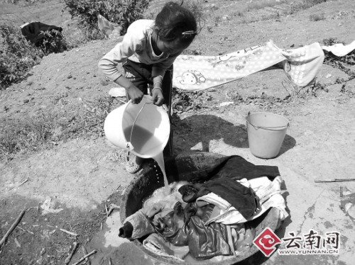 云南旱區裂縫能伸手掌 10小時拉趟水急哭村民