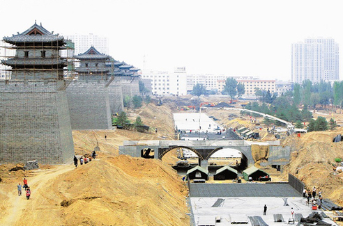 大同東城墻修復工程城墻主體基本完成
