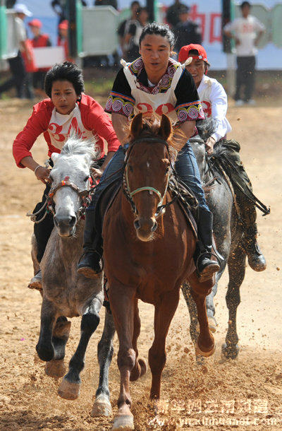 云南少數民族傳統體育運動會賽馬比賽舉行