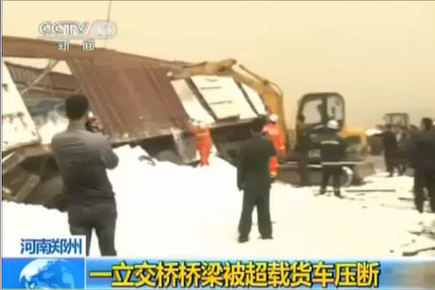 鄭州一跨京廣鐵路公路橋2承重梁被軋斷 列車經過限速