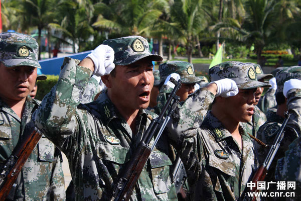 三沙海上民兵連成立 戰(zhàn)士肩挎56步槍宣誓