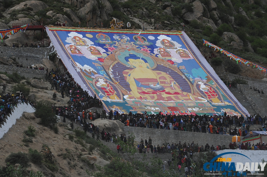 拉薩雪頓節開幕 哲蚌寺展佛