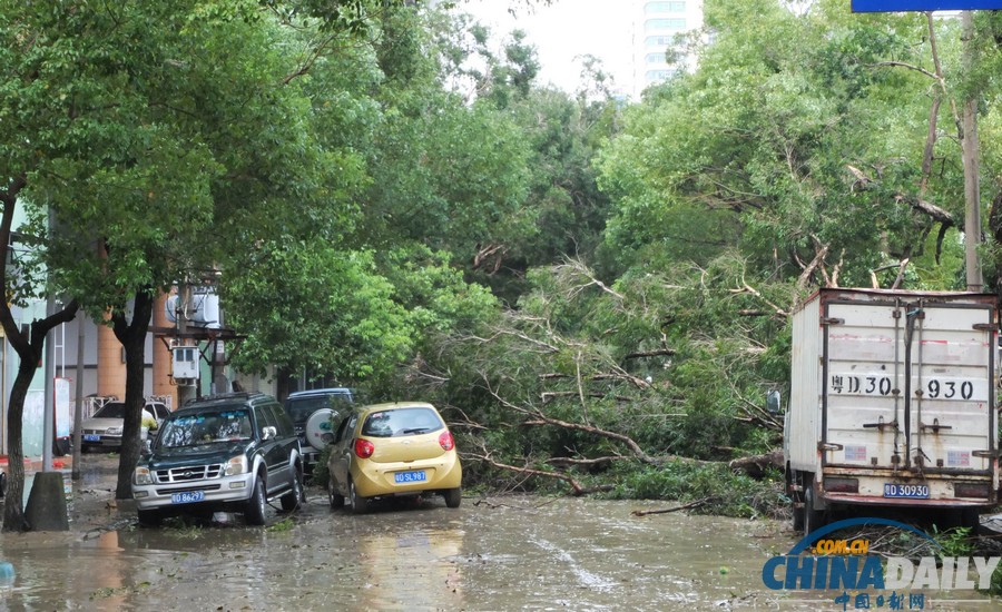 廣東汕頭：臺風(fēng)“天兔”致海水倒灌城區(qū)